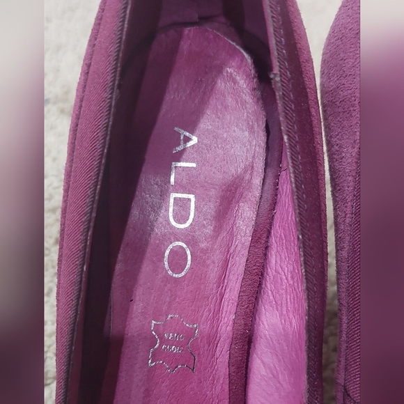 ALDO Suede Leather Heels Purple Plum Cone Block Pumps Women's Size 37/6.5M - Picture 8 of 12